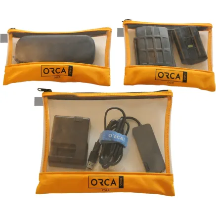 ORCA OR-599 TRANSPARENT POUCHES KIT FOR DSLR ACCESSORIES (3 PCS) OR-599