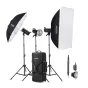 Profesionalus Godox SK300IIV D Studio Flash Kit su softboxu, skėčiais, reflektoriumi ir belaidžiu valdymo įrenginiu studijinei fotografijai