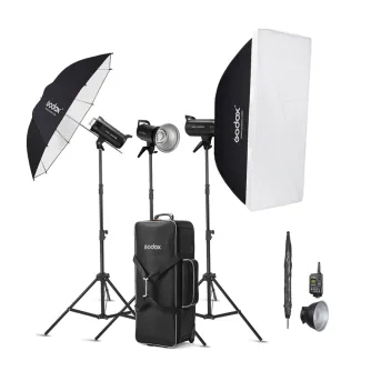 Profesionalus Godox SK300IIV D Studio Flash Kit su softboxu, skėčiais, reflektoriumi ir belaidžiu valdymo įrenginiu studijinei fotografijai