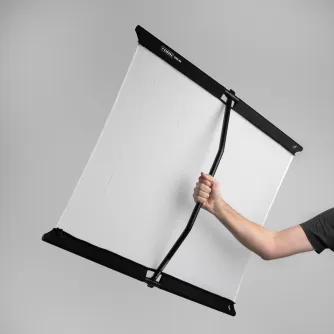 Caruba Sun-Bouncer 7-in-1 Kit 80x94cm su baltu difuzoriaus audiniu ir juodu aliuminio rėmu portatyviniam fotografijos apšvietimui