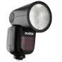 Galingas Godox Speedlite V1 Nikon išorinis blykstė su reguliuojama galia ir greitu įkrovimo laiku, idealiai tinka profesionaliai portretų ir renginių fotografijai.