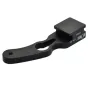 Kiwi CR-X1 Custom Mechanical Cable Release adapter su juodu stačiakampiu tvirtinimo plokšte ir išlenktu rankena, pažymėtas 'Kiwi CR-X1' ir 'Made in Italy', skirtas tvirtinimui prie karštos pėdos.
