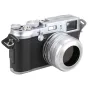 Sidabrinis JJC LH-JX100II Fuji objektyvo gaubtas Fuji Finepix X100 kamerai - Objektyvo gaubtas su odiniu dirželiu