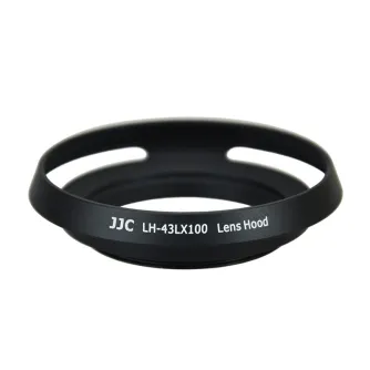 JJC LH-43LX100 objektyvo gaubtas - juodas objektyvo gaubtas su tekstu 'JJC LH-43LX100 objektyvo gaubtas', apvalios formos ir matinio paviršiaus. JJC LH-43LX100 objektyvo gaubtas - juodas objektyvo gaubtas su tekstu 'JJC LH-43LX100 objektyvo gaubtas', apvalios formos ir matinio paviršiaus.