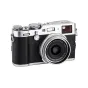 Sidabrinis JJC LH-JX100FII saulės gaubtas su adapterio žiedu Fujifilm X100 serijos kompaktiškoms kameroms, rūdžių atsparus aliuminis, matinė vidinė dalis