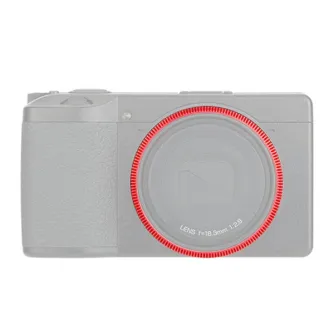 Raudonas objektyvo dekoracijos žiedas Ricoh GR III kamerai, papildantis stilių ir objektyvo apsaugą Raudonas objektyvo dekoracijos žiedas Ricoh GR III kamerai, papildantis stilių ir objektyvo apsaugą