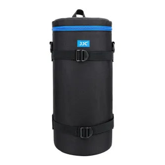 JJC DLP-8II Deluxe Lens Pouch su reguliuojamais diržais ir mėlynu užtrauktuku objektyvo apsaugai