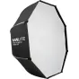 Nanlite Oktaagoninis Softbox Mixpanel 150 SB-MP150-O - Profesionalus apšvietimo įrenginys su juodu išoriniu ir baltu vidiniu paviršiumi, reguliuojamais skydais ir Nanlite logotipu.