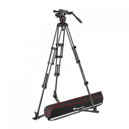 Manfrotto 608 Nitrotech Fluid Head with 645 FAST Twin Carbon Fiber Tripod System and Bag