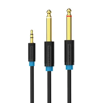 Audio cables, adapters - Audio Cable 3.5mm TRS to 2x 6.35mm Vention BACBF 1m (black) BACBF - quick order from manufacturer