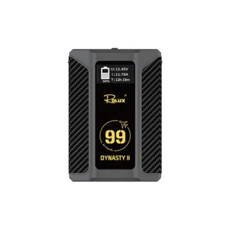 Rolux Dynasty II V-Mount akumuliatorius 99Wh, 14,8V, 6900mAh, su USB-C ir D-TAP prievadais profesionaliems energijos sprendimams.