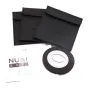 Cokin Nuances Extreme Soft Kit P-serijos filtrai su trim juodomis dėžėmis ir apvaliu matiniu filtru ant baltos paviršiaus