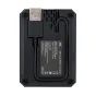 JJC DCH‑BLF19E USB dvigubas baterijų įkroviklis, galinis vaizdas su prijungtu USB jungtimi ir specifikacijos etikete