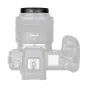 JJC EW-52 Canon objektyvo gaubtas RF 35mm F/1.8 Makro STM objektyvui - Juodas gaubtas su baltu tekstu