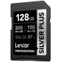 Lexar Professional SILVER PLUS 128 GB SDXC UHS-I V30 atminties kortelė su 205 MB/s skaitymo ir 150 MB/s rašymo greičiu 4K vaizdo ir serijinei nuotraukai