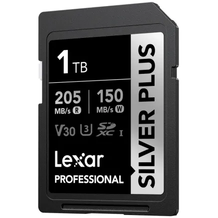 LEXAR SDXC PROFESSIONAL SILVER PLUS UHS-I/U3/A2/4K R205/W150 (V30) 1TB LSDSIPL001T-BNNNG