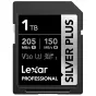 Lexar Professional SILVER PLUS SDXC UHS-I atminties kortelė su 1TB talpa, 205MB/s skaitymo greičiu ir 150MB/s rašymo greičiu 4K vaizdo įrašymui.