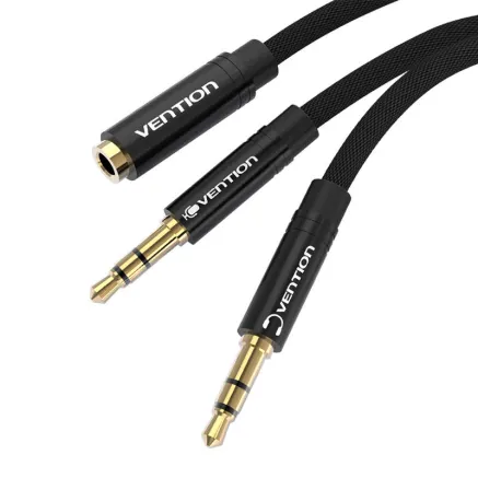 Cable audio mini jack 3.5mm female to 2x mini jack 3.5 mm male Vention BBLBAB 0.6m (black) BBLBAB