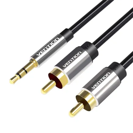 Cable Audio 2xRCA to 3.5mm Vention BCFBD 0.5m (black) BCFBD