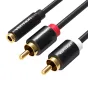 Cable Audio 3.5mm Female to 2x RCA Male Vention VAB-R01-B200 2m Black VAB-R01-B200