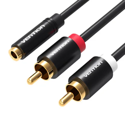 Cable Audio 3.5mm Female to 2x RCA Male Vention VAB-R01-B200 2m Black VAB-R01-B200