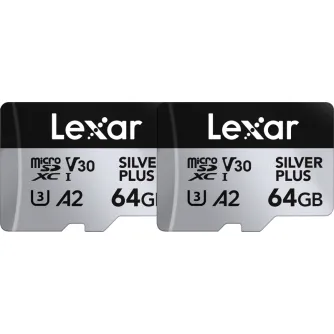 New products - LEXAR MICROSDXC PROFESSIONAL SILVER PLUS UHS-I/U3/A2/4K R205/W100 (V30) 64GB - 2PACK LMSSIPL064G-B2ANG - quick order from manufacturer