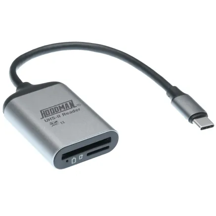 Hoodman Steel SD & Micro SD UHSII enabled memory card reader USB 3.2 Gen 1 HUHS2C