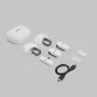 Rode Wireless Micro Ultra bevilnių mikrofonų komplektas su USB-C, įtraukiantis du siųstuvus, įkrovimo dėžutę, vėjo apsaugas ir magnetinius tvirtinimus, išdėstytus patogiam paruošimui.