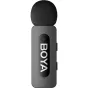 Boya BY-V10 V2 bežiedinis lavalier mikrofonas su USB-C prijungimu, elegantiškas juodos spalvos siųstuvas, su šiurkščiu vėjo apsauginiu gaubtu