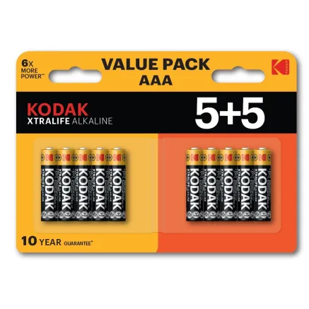 Kodak Xtralife AAA Alkaline Batteries 10-Pack, 1.5V