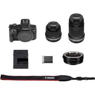 Mirrorless Cameras - Canon EOS R100 w RF-S 1845MM IS STM + RF-S 55-210MM F5-7.1 IS STM + RF adapter - quick order from manufacturer