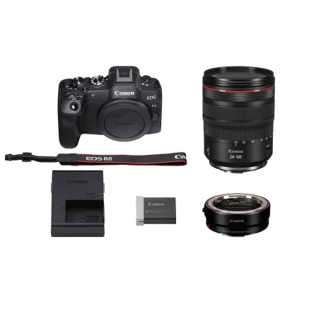 Canon EOS R8 Camera Kit with RF 24-105mm F/4L IS USM and Adapter 5803C002