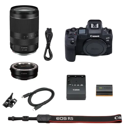 Canon EOS R5 Camera with RF 24-240mm Lens and Adapter 4147C001