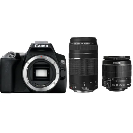 Canon EOS 250D DSLR Camera with EF-S 18-55mm & 75-300mm