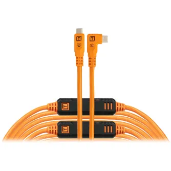 TetherPro Optima 10Gbps USB-C, 9.3m, Straight to Right, Orange Boost