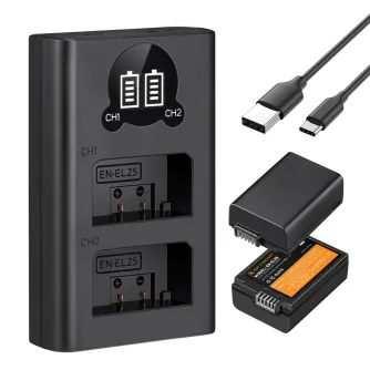 Camera Batteries - K&F Concept K&F EN-EL25 Battery with Dual Channel charger for Nikon Camera KF28.0031 - quick order from manufacturer