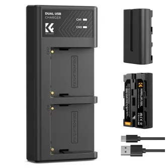 Camera Batteries - K&F Concept K&F NP-F550 Digital Camera Dual Battery with Dual Channel Charger, Two batteries + charger + Type C KF28.0046 - quick order from manufacturer