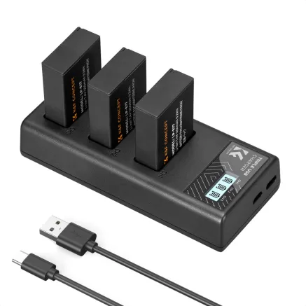 K&F Concept K&F LP-E17 Camera Battery 1250mAh, 3-pack + Charger LCD display charger set KF28.0052