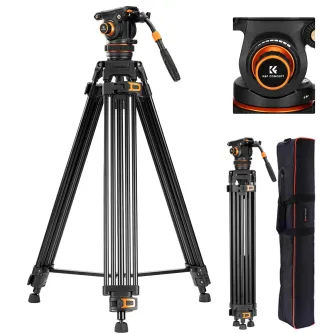 Video Tripods - K&F Concept K&F VA3+BV20 10KG Load Capacity Fluid Head Tripod KF09.148 - quick order from manufacturer