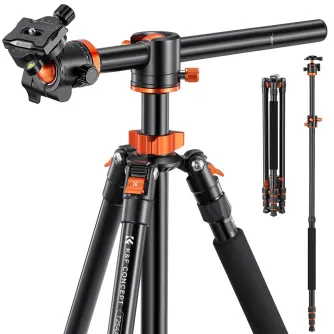Photo Tripods - K&F Concept K&F 2.4m Overhead Camera Tripod Transverse Center Column 10kg Load with Detachable Monopod KF09.086V2 - quick order from manufacturer