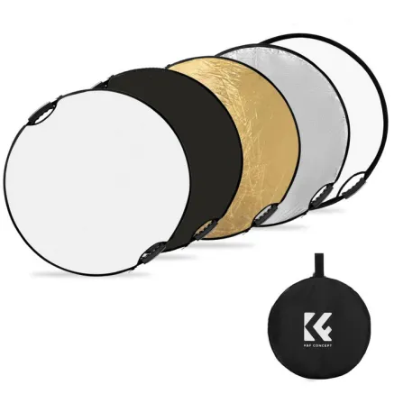 K&F Concept K&F 110cm round reflector Light diffuser 5 in 1 foldable multi-disc with tote bag - translucent, sil KF18.0003