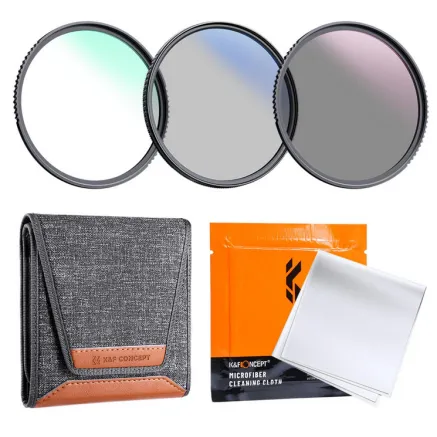 K&F Concept K&F 55mm 3pcs Professional Lens Filter Kit (MCUV/CPL/ND4) + Filter Pouch+3pcs*Cleaning Cloth SKU.1939V2