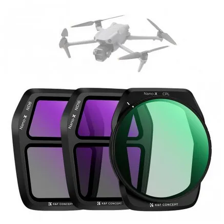 K&F Concept K&F DIJ AIR 3S3pcs filter Kit(CPL+ND8+ND16)HD, single-sided anti-reflection green film, waterproof SKU.2341