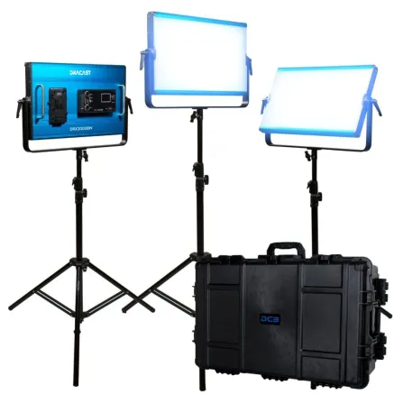 Dracast X Series LED2000 Daylight LED 3 Light Kit with Injection Molded Travel Case (DRX32000DNH)