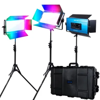 Light Panels - Dracast X Series LED1000 RGB And Bi-Color LED 3 Light Kit with Injection Molded - quick order from manufacturer