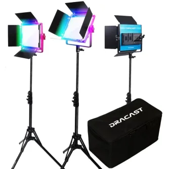 Light Panels - Dracast X Series LED500 RGB and Bi-Color LED 3 Light Kit with Nylon Padded - quick order from manufacturer