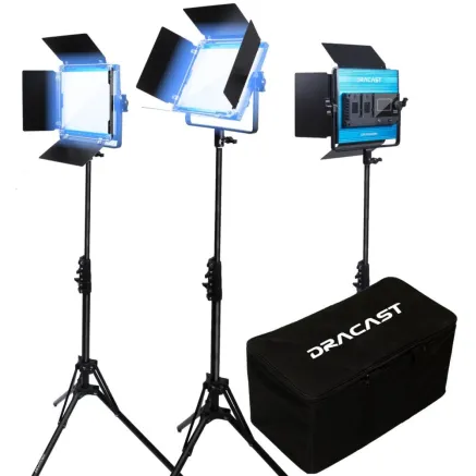 Dracast X Series LED500 Daylight LED 3 Light Kit with Nylon Padded Travel Case (DRX3500DNS)