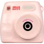 YASHICA x Hello Kitty Mini Digital Camera su 4x skaitmeniniu priartinimu, Hello Kitty logotipu ir USB-C prievadu ant balto fono.