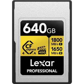 Memory Cards - LEXAR CFEXPRESS 4.0 PRO GOLD, VPG400, R1800/W1650 (TYPE A) 640GB LCAGOLD640G-RNENG - quick order from manufacturer