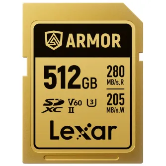 Memory Cards - LEXAR SDXC ARMOR GOLD UHS-II U3, STAINLESS STEEL, IP68 R280/W210 (V60) 512GB LSDAMGL512G-RNNNG - quick order from manufacturer